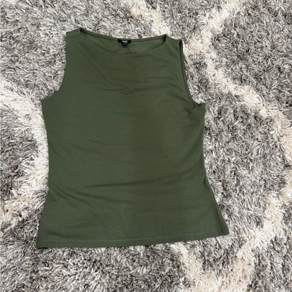 Express Olive Green Sleeveless Crewneck Tank Top